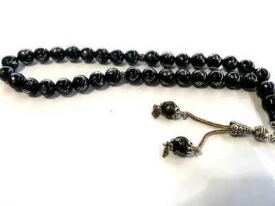 GÜMÜŞ İŞLEMELİ OLTU TAŞI TESBİH